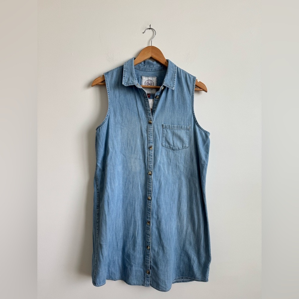 Denim Button Down Mini Dress - image 1